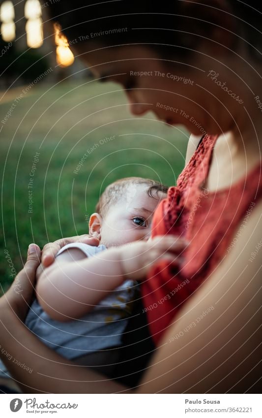 Mother nursing outdoor motherhood Baby breastfeed Nursing Together togetherness Parents Caucasian Infancy Happy Hold Family & Relations Child Love Feeding