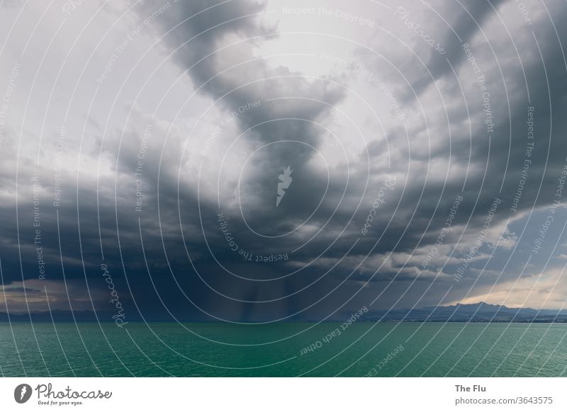 Thunderstorm over the Bodensee Lake Constance Water Sky Exterior shot Deserted Clouds Colour photo Mountain Thunder and lightning Rain Storm Storm clouds