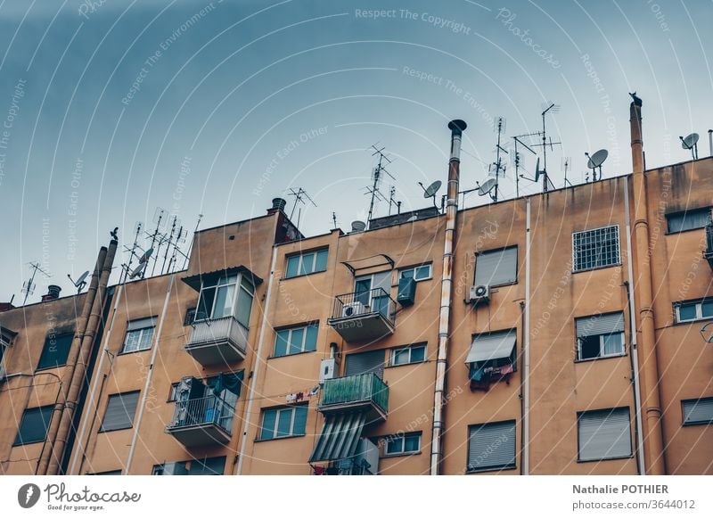 Building in the suburbs of rome old city antennas Colour photo House (Residential Structure) Capital city Exterior shot Old building Facade Architecture windows