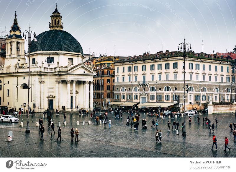 Place del popolo in Rome place del popolo Italy Exterior shot Architecture Historic Tourism Vacation & Travel Tourist Attraction Colour photo Capital city