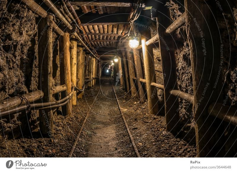 Gallery in a historical mine. Tunnel colliery Underpass weigh Tool technique Infrastructure Town Industry Commerce raw materials Visitor mine Dugout