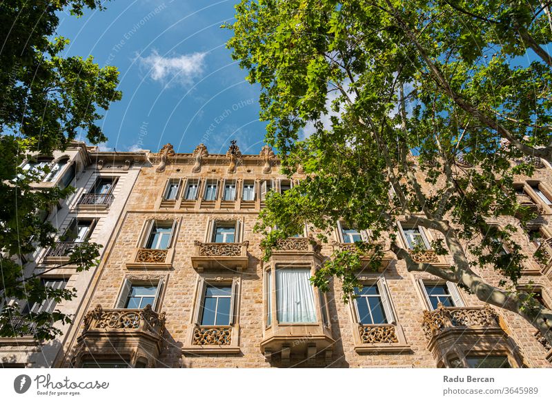 Beautiful Facade Building Architecture In City Of Barcelona, Spain spain barcelona spanish landmark europe town architectural catalonia street urban ancient