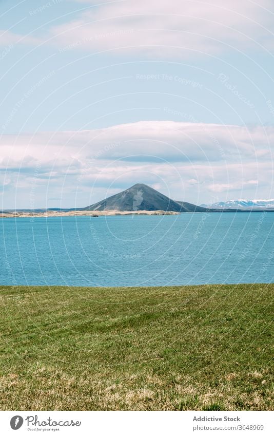 Tranquil landscape of lake and mountain amazing scenery calm nature sunny cloud picturesque tranquil water environment sky serene idyllic majestic peaceful