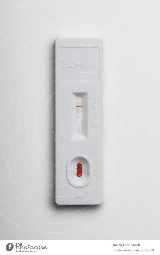 Rapid blood test on table in hospital rapid result express coronavirus diagnosis covid 19 clinic sample epidemic paper equipment medical room office control