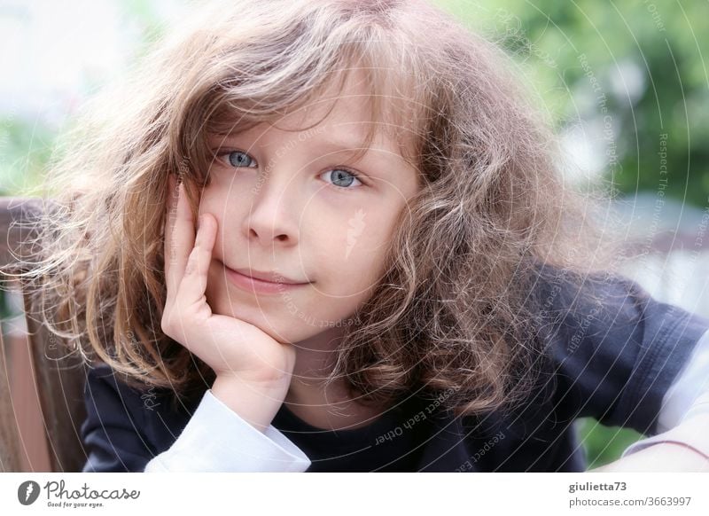 favourite person | portrait of my son Front view Shallow depth of field Central perspective Day Neutral Background Exterior shot Multicoloured Subdued colour