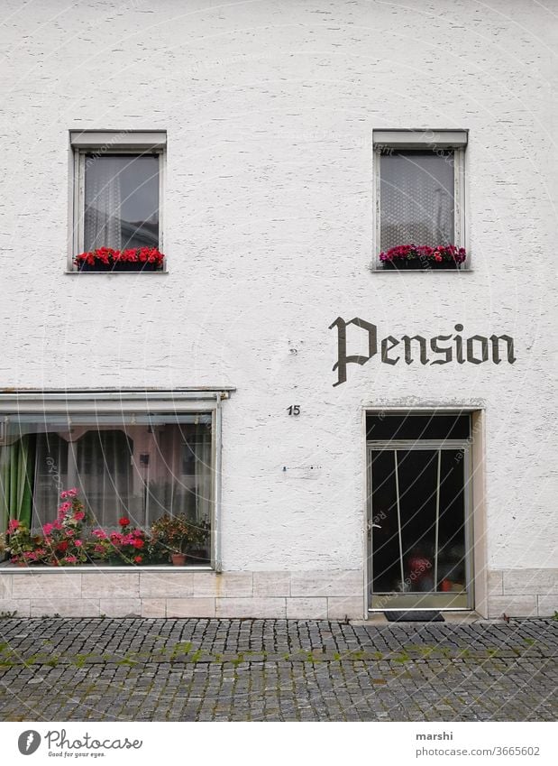 Getting on in years Boarding house Hotel House (Residential Structure) house facade Old Quaint Town urban door Window outline dwell at home Life schönerwohnen