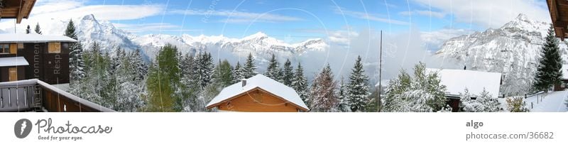 Panorama Eggberge Panorama (View) Switzerland Chalet Clouds Mountain Alps cloud dynamics Large Panorama (Format)