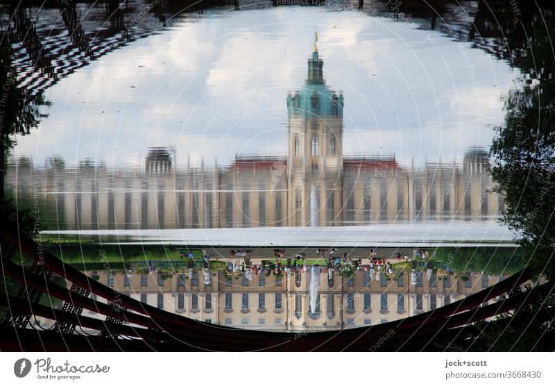 bridge in the castle garden Architecture Famousness Frame Reflection Abstract Visitor Illusion Exceptional Moody Sightseeing Summer Pond Fantastic Irritation