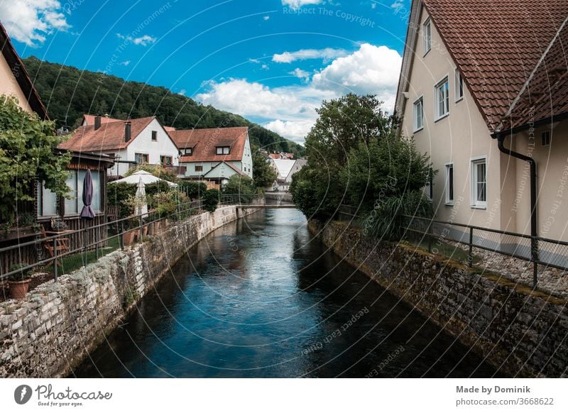 Houses in Happurg houses Village Architecture Street Landscape Deserted Brook River Water Exterior shot Nature Colour photo Environment