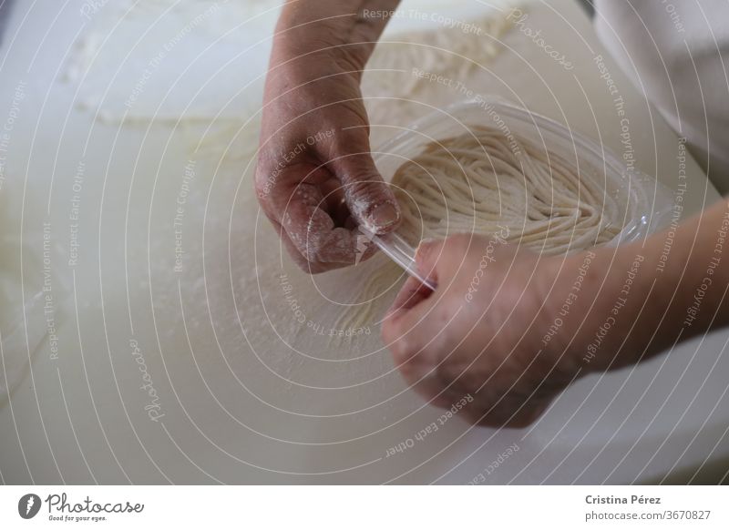 Making pasta Pasta Cooking Italian handmade Hand Old-school food mediterranean healthy Vegetarian diet Fresh Rustic cooking Tradition Diet