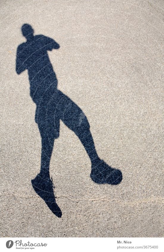 lends wings Self portrait Shadow Weightlessness Asphalt Joy more shadow-jumper leap over one's own shadow Legs jump up frisk jump off Movement Dynamics fun