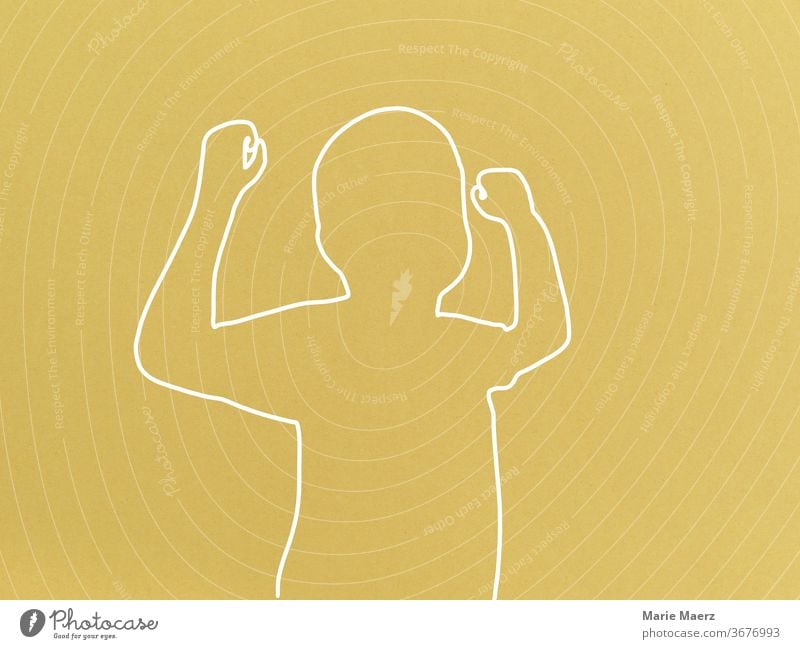 Strong children - line drawing Abstract Human being Silhouette Line drawing Illustration Neutral Background Design Drawing Minimalistic Yellow youthful