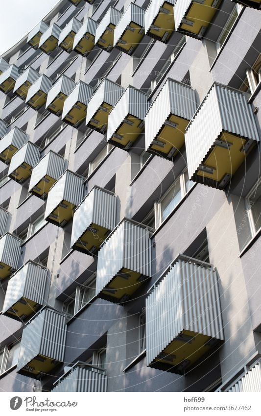 balconies balconies, balconies Balcony Balconies built Facade urban 50s post-war architecture reconstruction Bremen Window House (Residential Structure) Town