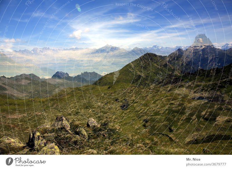 doubled mountains Alps Mountain Sky Austria Vantage point Vacation & Travel Hiking Peak Panorama (View) Nature Landscape Trip Clouds Summer Far-off places