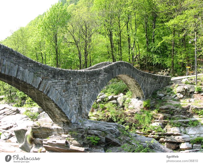 Bridge in Ticino (CH) Canton Tessin Round Beautiful Switzerland Hill Stone bridge Old Mountain old bridges Nature River Landscape