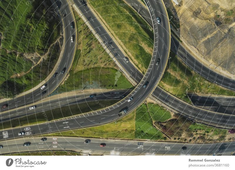 Aerial view of Armendariz downhill, Miraflores town and the Costa Verde reef in Lima, Peru. beach scene playas modern road peruvian skyline roadway crossroad