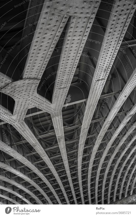 Steel girder of the Blackfriars Bridge in London. Themse Thames bridge Town Transport traffic Manmade structures Street High-rise River river Construction