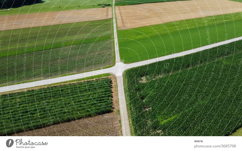 Fields with vegetable plants from above Area flight aerial view bird's eye view cook cook vegetarian cooking copy space drone flight end of season farmer