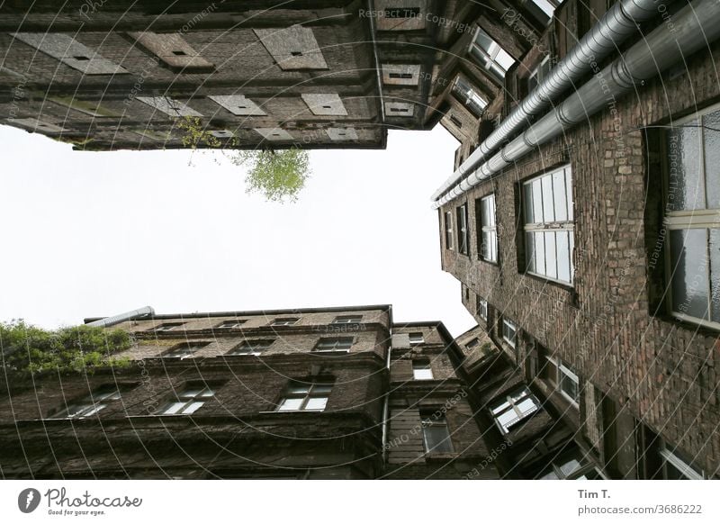 Backyard Berlin Upward Prenzlauer Berg Old building Sky Deserted Town Downtown Capital city Old town Day House (Residential Structure) Exterior shot Window