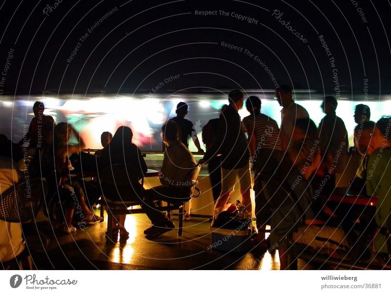 line 62 Night Long exposure Ferry Group Hamburg Harbour Passenger Harbour tour Night shot On board