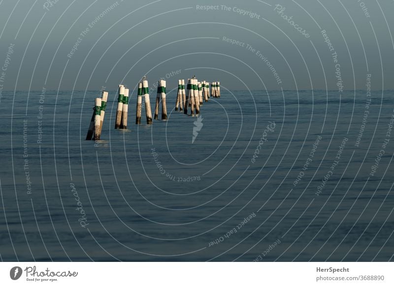 Fairway markings green Transport seafaring Shipping traffic Navigation Ocean Navigable water Adriatic Sea Mediterranean sea Striped Perspective Water