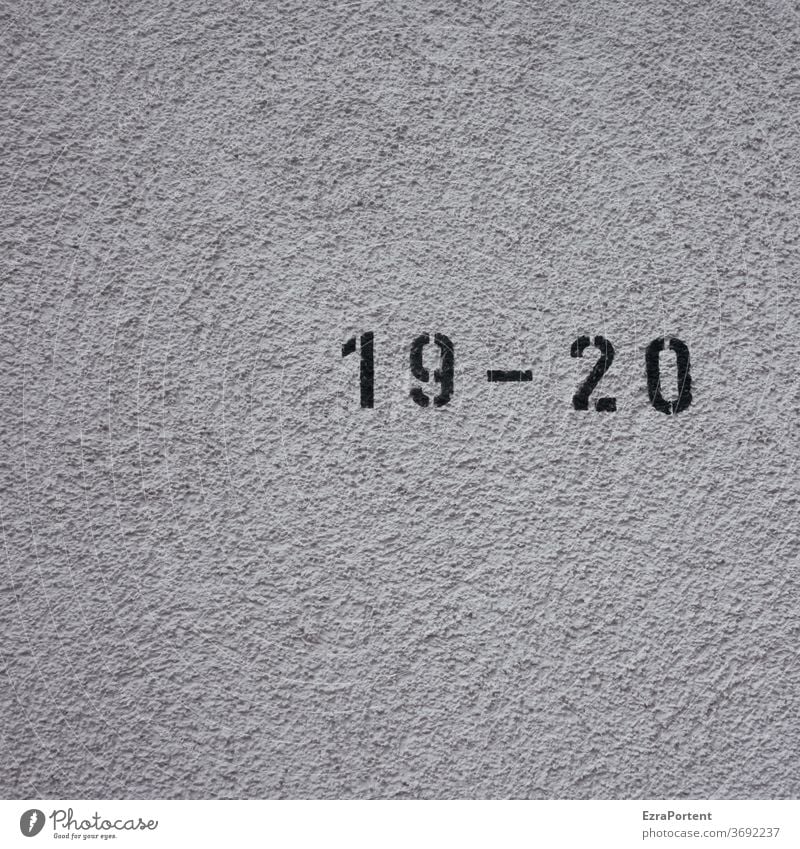 19 - 20 number Wall (building) Wall (barrier) Birthday House number Rendered facade Digits and numbers Sign Signs and labeling Facade Copy Space bottom