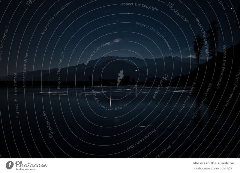 dark was the moon shone brightly Environment Nature Landscape Night sky Summer Climate Hill Alps Lakeside Beautiful Reflection Tree Antenna Innsbruck