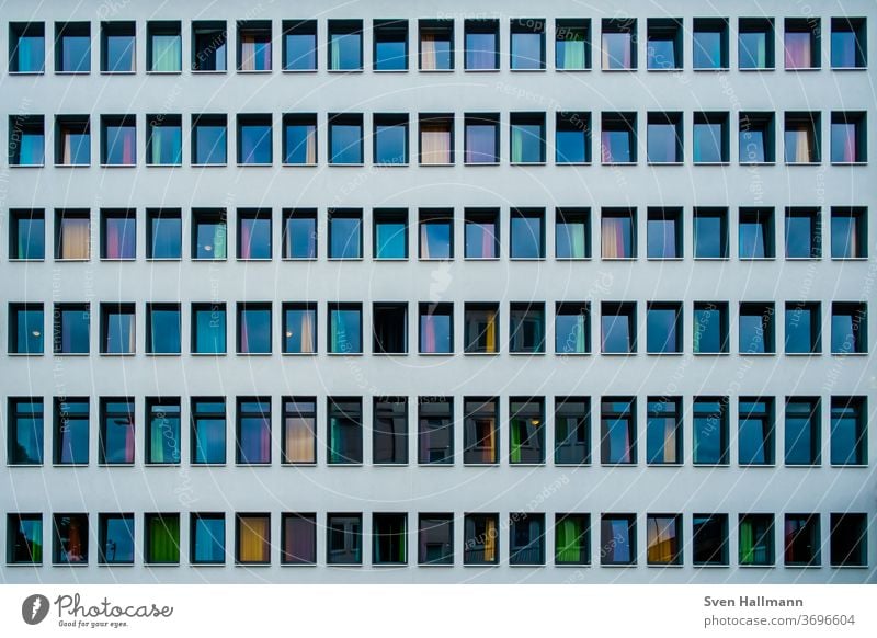 Modern architecture Architecture Facade built Design Light Esthetic Window Reflection Symmetry Minimalistic Elegant Line High-rise Deserted Arrangement Abstract