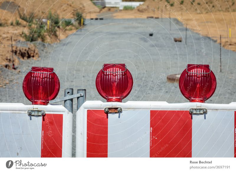 Red and white barrier Grating cordon Safety Protection Barrier Construction site Fence Road construction Exterior shot Hoarding Bans Deserted Signs and labeling