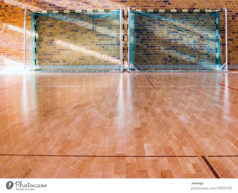 gates Goal Soccer Goal Foot ball 2 Roll-down door Gymnasium gymnasium Light (Natural Phenomenon) Empty Sports School School sport Ball sports Sporting Complex