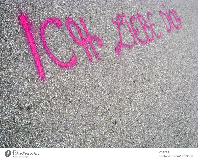 I love you Characters pink Love Graffiti street art Asphalt Declaration of love Romance Letters (alphabet) writing Typography communication