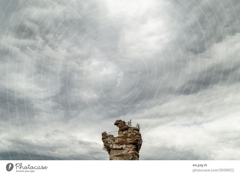 The ravages of time Castle ruin Drachenfels Rock Erosion Sky Clouds Wide angle Minimalistic Ruin Historic Old Cloud cover Exterior shot Deserted Day