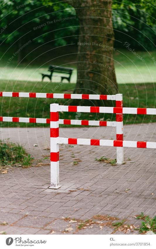 barrier and bank Barrier Bench Meadow Park Lanes & trails tree Calm Nature Deserted Exterior shot Colour photo