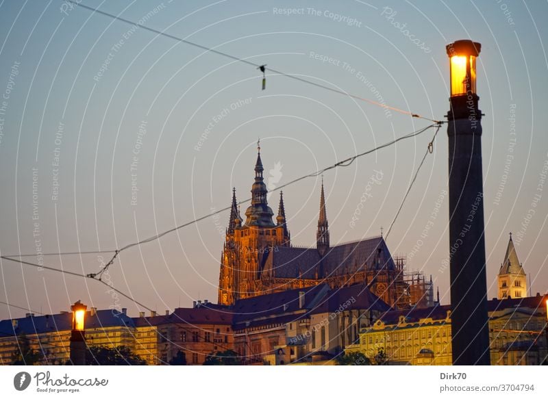 St. Vitus Cathedral in the evening light Hradcany Prague Castle Malá Strana Czech Republic Gothic period gothic architecture UNESCO UNESCO World Heritage Site