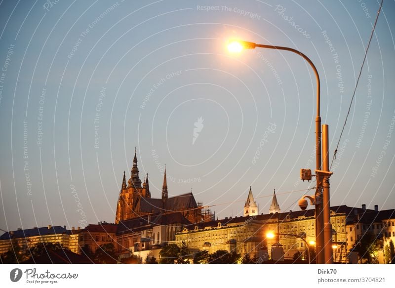 St Vitus Cathedral and Hradcany in the evening Prague Architecture Light Exterior shot Czech Republic City trip Deserted Capital city Vacation & Travel