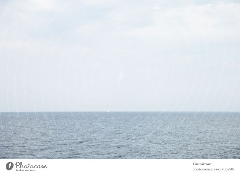 A lot of Baltic Sea and sky and the hint of a sailboat Sky Clouds Water Horizon Waves Sailboat Deserted Ocean Vacation & Travel Blue White tranquillity