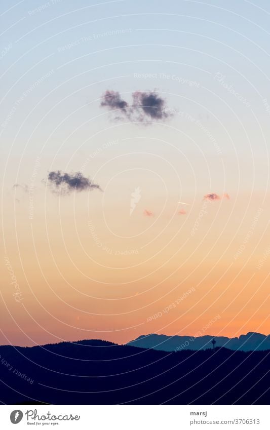 Single clouds after sunset over the Rossbrand Sunset Sunset sky Sky Nature Evening mountains Horse fire Clouds Moody Twilight Mountain Alps Colour photo