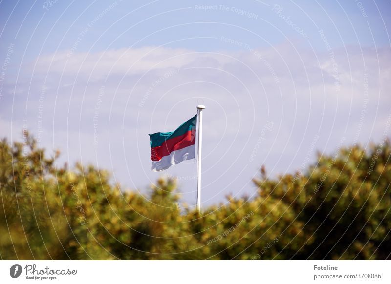 Green like the country, red like the rock, white like the beach - that is Helgoland - or between green undergrowth the Helgoland flag proudly towers into the sky