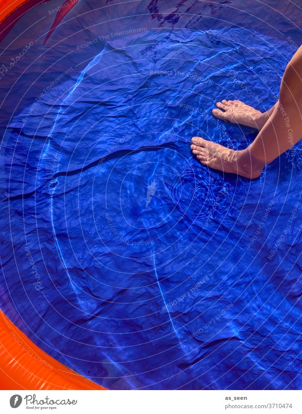 Refreshment in the pool Paddling pool foot Water chill Blue Summer Wet Swimming & Bathing Swimming pool Colour photo Exterior shot Vacation & Travel Relaxation