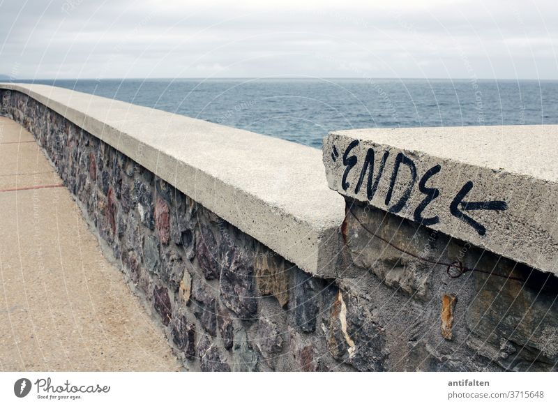 No end in sight Spain Ocean Europe Vacation & Travel Coast Tourism Landscape Horizon Vizcaya Gulf Sky Water Wall (barrier) Promenade Lanes & trails