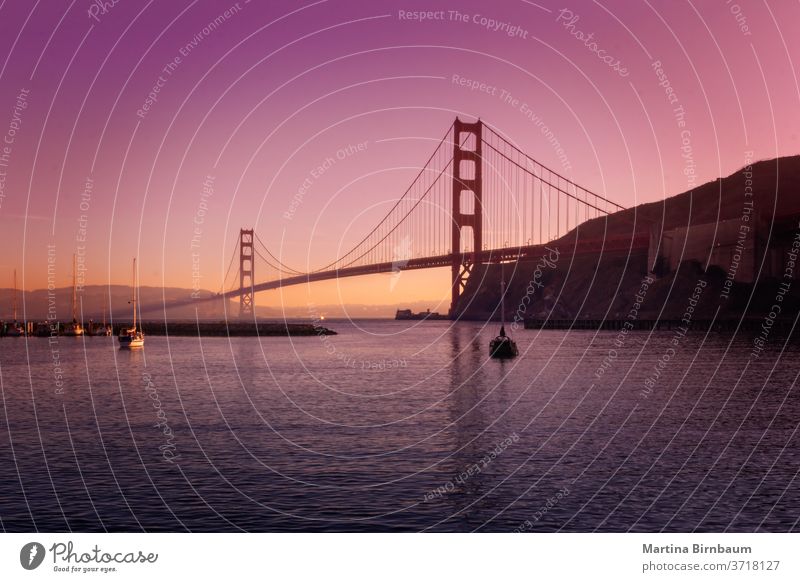 The famous Golden Gate Bridge in San Francisco , seen from Point Cavallo gate bridge pacific california golden san francisco cavallo point structure suspension