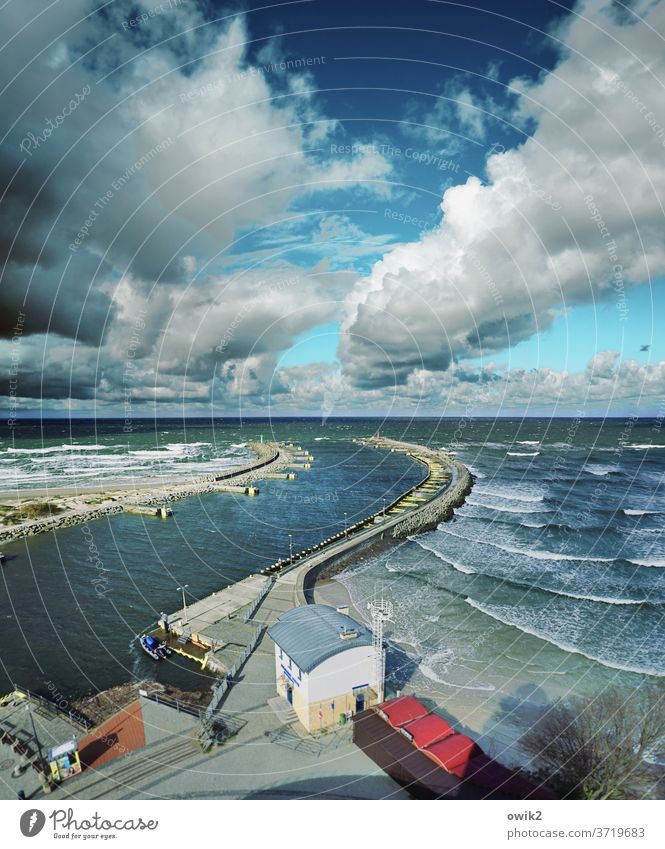 jetty Kolberg Kolobrzeg Poland Baltic Sea Beach Coast Waves Beautiful weather Autumn Horizon Clouds Sky Water Landscape Nature Environment Idyll Wanderlust