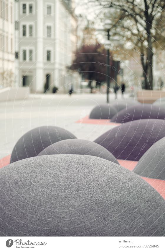 urban playground on a boulevard Deserted Playground Whimsical Round Stone Climbing Plastic Creativity Exceptional Chemnitz Exterior shot Colour photo Hill Gray