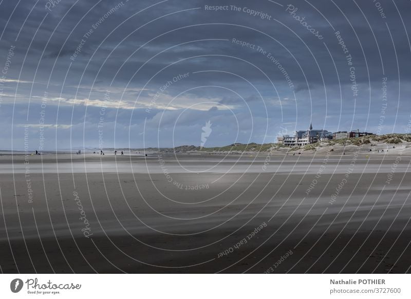 Berck sur Mer beach on the evening sand sea shoreline ocean north sky clouds wind landscape berck sur mer pas de calais france seaside summer Beach Ocean