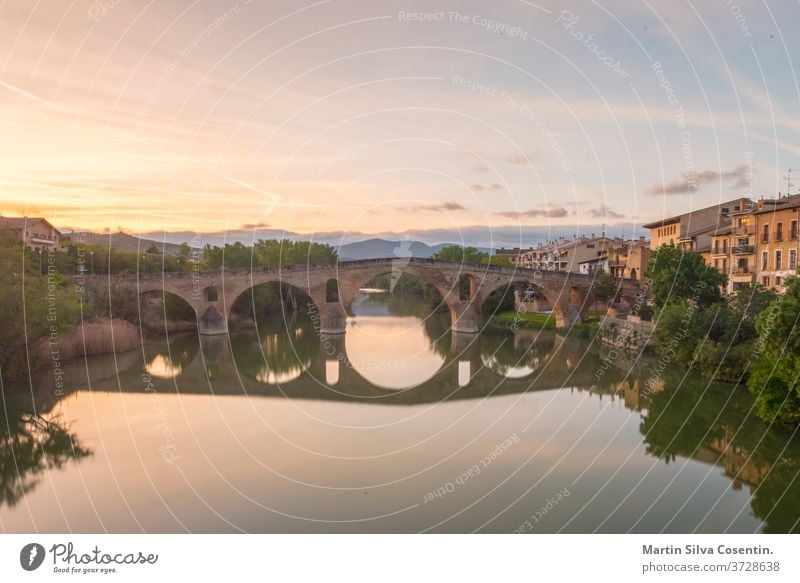 Puente la Reina (Bridge of the Queen) bridge over the Arga river. Navarra, Spain ancient architecture arga building camino compostela de europe gares historic