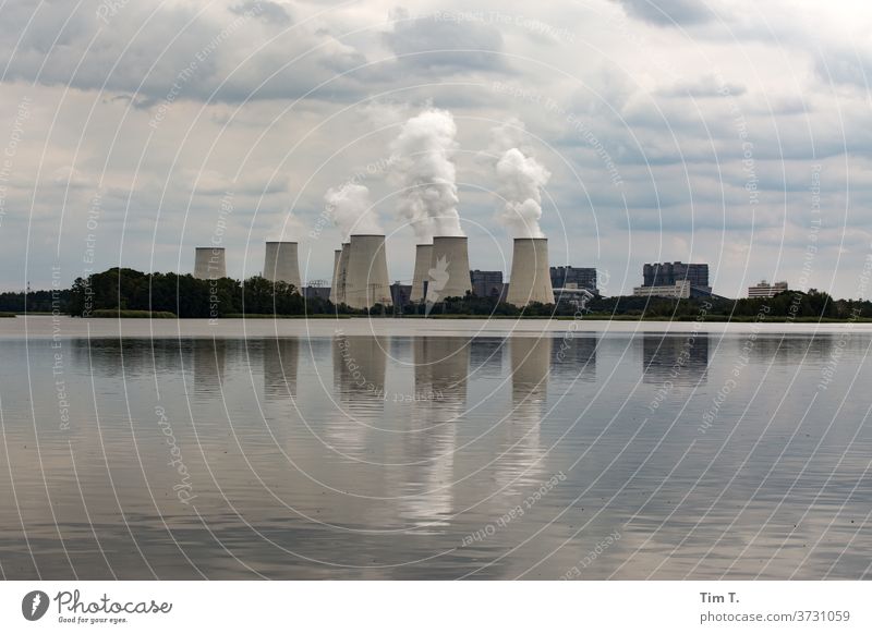 Lignite Jänschwalde Janschwalde Brandenburg Lausitz forest power station Exterior shot Colour photo Environment Deserted Day Landscape Nature Sky Clouds