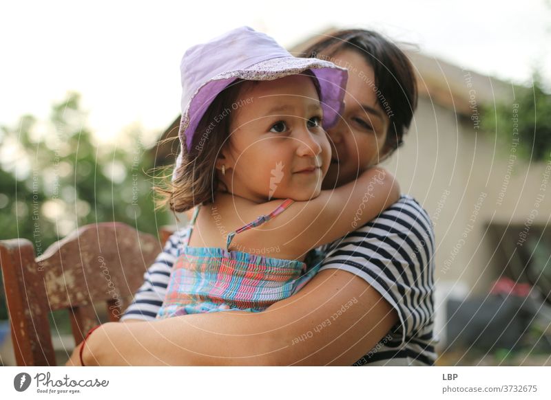 child hugging her mother Mother Childhood memory Curiosity Interest Exhaustion reality holding Childhood wish childhood Memory union complicity togetherness