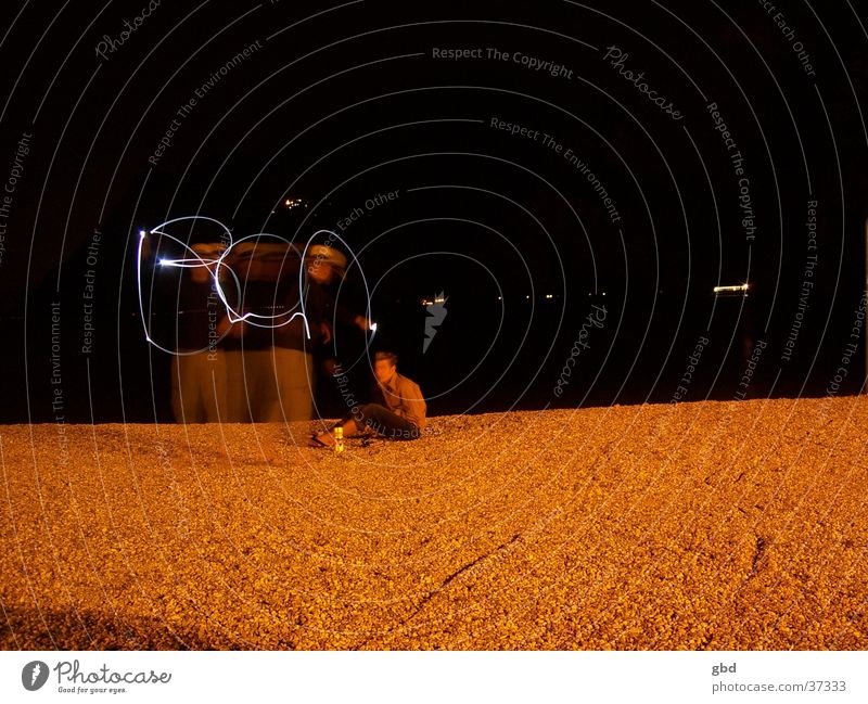 Ben Beach Night Light Flashlight Lake Garda Long exposure