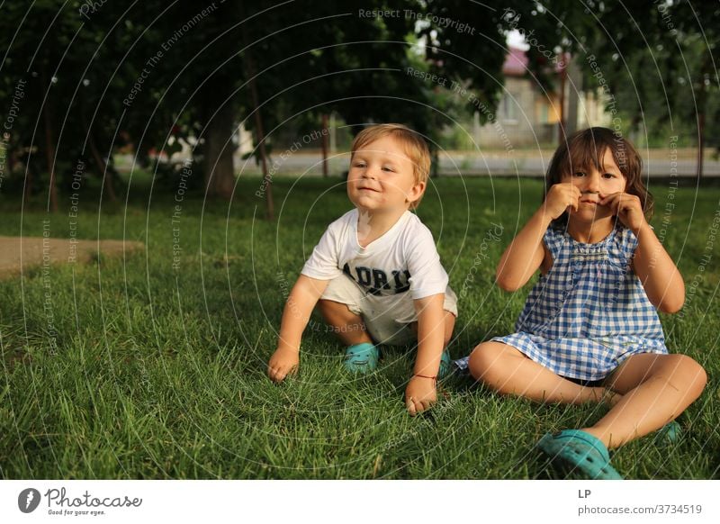 children making faces difference Size difference Forward Looking portrait Day Force Together Sympathy Joie de vivre (Vitality) Contentment Uniqueness Couple