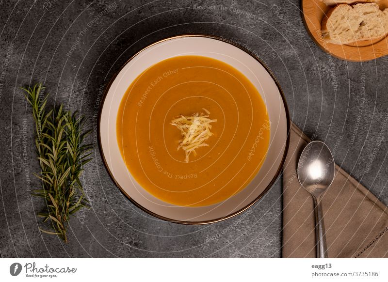 Pumpkin Soup, typical of Peru, also called as: Zapallo Loche or Lambayeque. alimentation butternut calabaza cooked courgette cream crops cucurbita cut dark